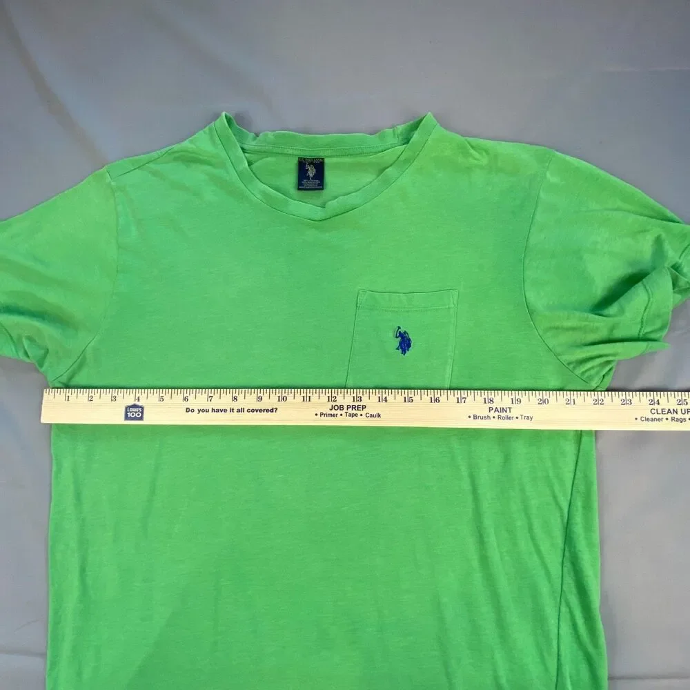 US Polo Assn Mens Short Sleeve Pocket T-Shirt Crew Neck Embroidered Green Size L